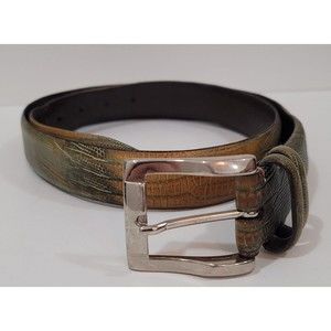 Bill Lavin Soft Collection Italy Hand Made Lizard Belt Classic Brass Buckle 36